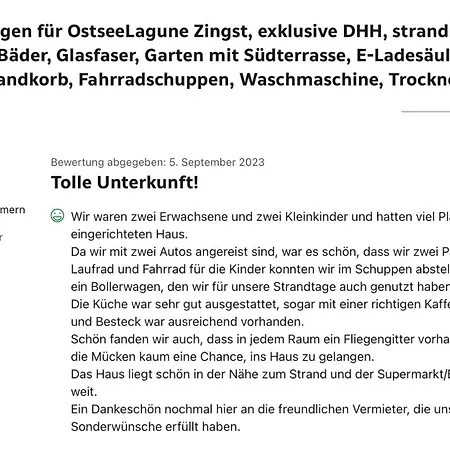 度假居 Ostseelagune Zingst, Exklusive Dhh, Strandnah, Sauna, Kamin, 3 Sz, 2 Baeder, Glasfaser, Haustierfrei, Garten Mit Suedterrasse, E-ladesaeule, 2 Stellplaetze, Strandkorb, Fahrradschuppen, Waschmaschine, Trockner, Nichtraucher 青斯特